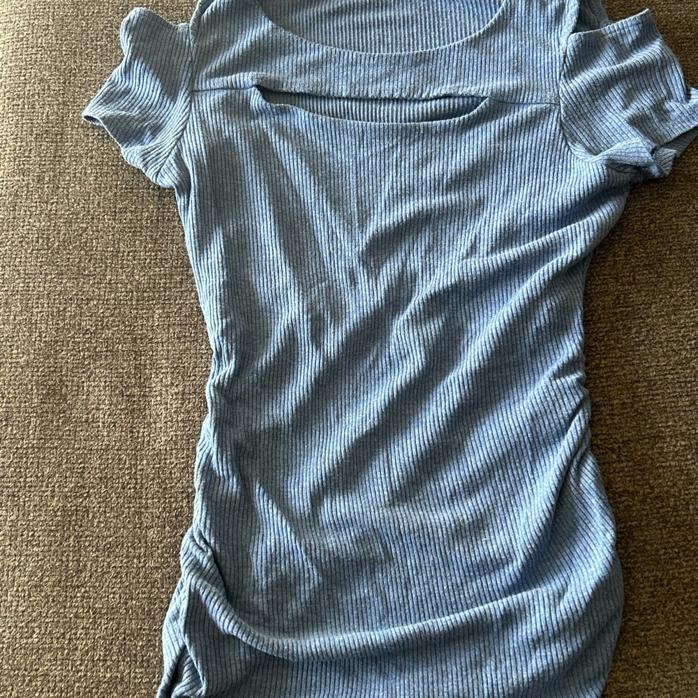 Candie's Light Blue Ribbed Short Sleeve Top
